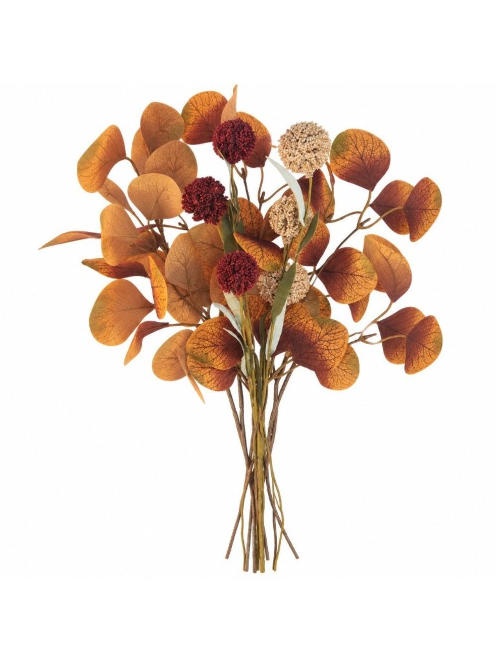 Fall Eucalyptus Stems with Billy Balls, 10 Stem Faux Floral Filler, Autumn Wreat